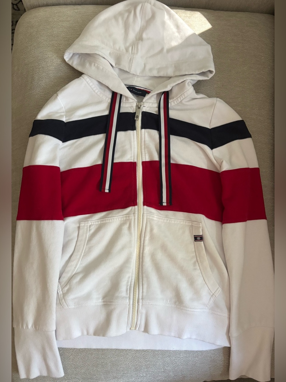 Tommy Hilfiger White/Red/Navy Zip-Up Hoodie